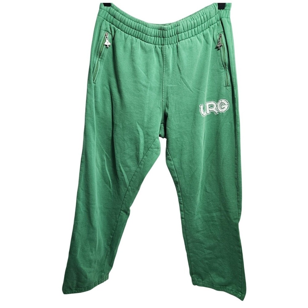 LRG Jogger Sweatpants Green Embroidered‎ Logo Zipper Pockets Men's Size L